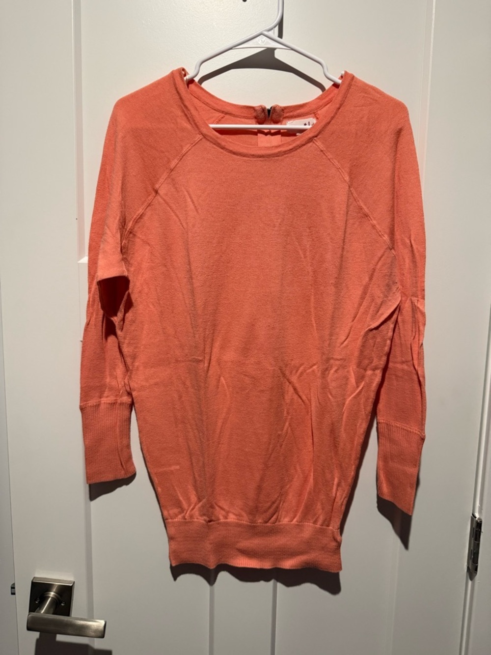 Coral Lightweight Knit Sweater with Zipper detail on back